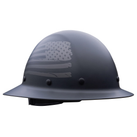 PIP 280-HP1481USA-11M Dynamic Wolfjaw Smooth Dome Full Brim Hard Hat - 8-Point Ratchet Suspension - Black USA Flag 