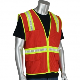 PIP 300-1000 Non-ANSI Two-Tone Surveyor Safety Vest - Red