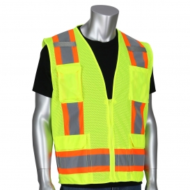 PIP 302-0500M Type R Class 2 Two-Tone Surveyor Mesh Safety Vest - Yellow/Lime