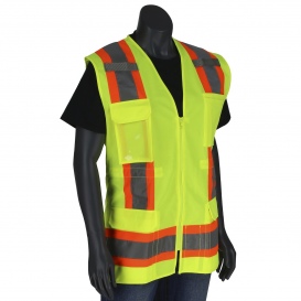 PIP 302-0512 Type R Class 2 Women\'s Solid Front Surveyor Safety Vest - Yellow/Lime