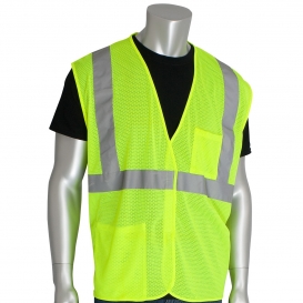PIP 302-0702 Economy Type R Class 2 Mesh Safety Vest with Two Pockets - Yellow/Lime