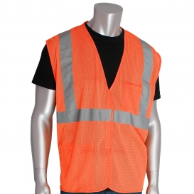 PIP 302-0702 Economy Type R Class 2 Mesh Safety Vest with Two Pockets - Orange