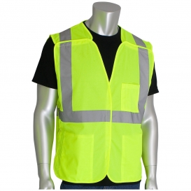 PIP 302-5PMV Type R Class 2 Mesh Breakaway Safety Vest with Three Pockets - Yellow/Lime