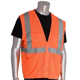 PIP 302-MVGZ4P Economy Type R Class 2 Mesh Safety Vest with Four Pockets - Orange