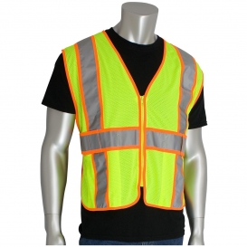 PIP 302-USV5 Type R Class 2 Two-Tone Adjustable Mesh Safety Vest - Yellow/Lime