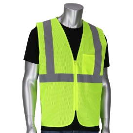 PIP 302-V100 Type R Class 2 Dual Sized Value Zipper Safety Vest - Yellow/Lime