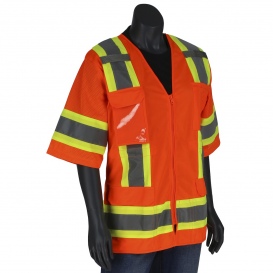 PIP 303-0513 Type R Class 3 Women\'s Solid Front Surveyor Safety Vest - Orange