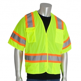 PIP 303-5PMTT Type R Class 3 Two-Tone Breakaway Safety Vest - Yellow/Lime