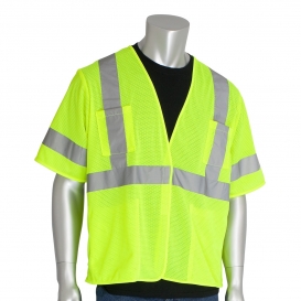PIP 303-HSVE Economy Type R Class 3 Mesh Safety Vest with Four Pockets - Yellow/Lime