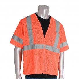 PIP 303-HSVE Economy Type R Class 3 Mesh Safety Vest with Four Pockets - Orange