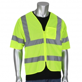 PIP 303-V100 Economy Type R Class 3 Dual Sized Value Mesh Safety Vest - Yellow/Lime