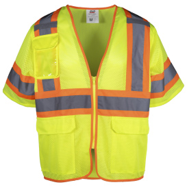 PIP 303-V310 Type R Class 3 Two-Tone Mesh Safety Vest - Yellow/Lime