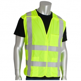 PIP 305-5PVFR Type R Class 2 Self Extinguishing Breakaway Solid Safety Vest - Yellow/Lime