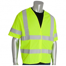 PIP 305-HSSVFR Type R Class 3 Self Extinguishing Solid Safety Vest - Yellow/Lime