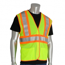 PIP 305-MVFR Type R Class 2 Self Extinguishing Two-Tone Mesh Safety Vest - Yellow/Lime