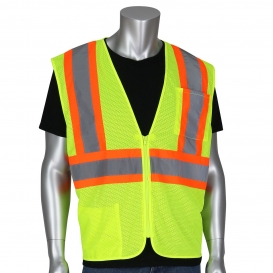 PIP 302-V100 Economy Type R Class 2 Self Extinguishing Two-Tone Mesh Safety Vest - Yellow/Lime