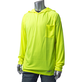 PIP 310-1320 Non-ANSI Quick Dry Hooded Long Sleeve T-Shirt - Yellow/Lime