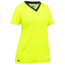 PIP 310W1118 Bisley Non-ANSI Women\'s Short Sleeve Safety Shirt - Yellow/Lime