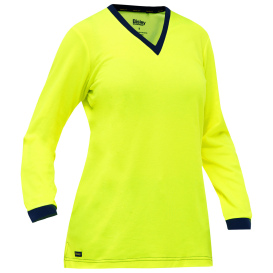 PIP 310W6118 Bisley Non-ANSI Women\'s Long Sleeve Safety Shirt - Yellow/Lime