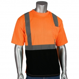 PIP 312-1250B Type R Class 2 Black Bottom Wicking Birdseye Mesh Safety Shirt - Orange