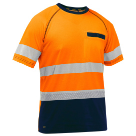 PIP 312M1118T Bisley Type R Class 2 Short Sleeve Safety Shirt - Orange/Navy