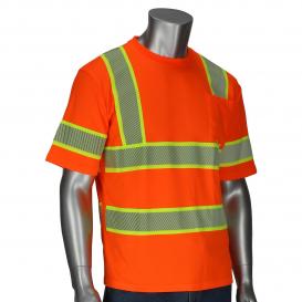 PIP 313-1650 Type R Class 3 Two-Tone Segmented Tape Short Sleeve Safety T-Shirt - Orange