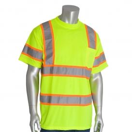PIP 313-CNTSP Type R Class 3 Two-Tone Short Sleeve Safety T-Shirt - Yellow/Lime