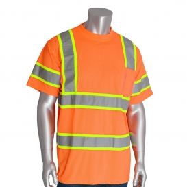 PIP 313-CNTSP Type R Class 3 Two-Tone Short Sleeve Safety T-Shirt - Orange