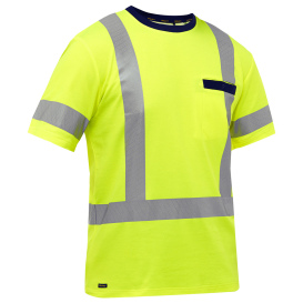 PIP 313M1118H Bisley Type R Class 3 Short Sleeve Safety Shirt - Yellow/Lime