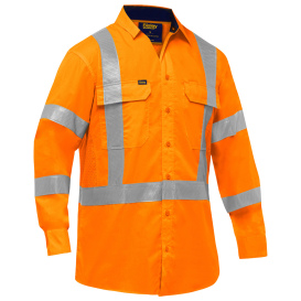 PIP 313M6490X Bisley Type R Class 3 X-Airflow Long Sleeve Safety Shirt - Orange