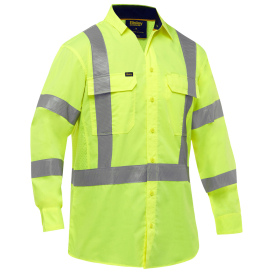 PIP 313M6490X Bisley Type R Class 3 X-Airflow Long Sleeve Safety Shirt - Yellow/Lime