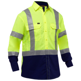 PIP 313M6491H Bisley Type R Class 3 X-Airflow Long Sleeve Safety Shirt - Yellow/Navy