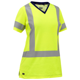 PIP 313W1118X  Bisley Type R Class 2 Women\'s X-Back Safety Shirt - Yellow/Lime