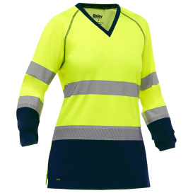PIP 313W6118T Bisley Type R Class 3 Women\'s Long Sleeve Safety Shirt - Yellow/Navy
