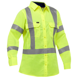 PIP 313W6490X Bisley Type R Class 3 Women\'s X-Airflow Long Sleeve Safety Shirt - Yellow/Lime