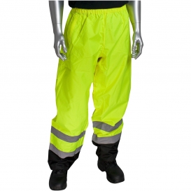 PIP 318-1757 Class E Black Bottom Safety Pants - Yellow/Lime