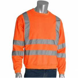 PIP 323-CNSSE Type R Class 3 Crew Neck Safety Sweatshirt - Orange