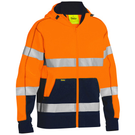  PIP 323M6988T Bisley Type R Class 3 Full Zip Hooded Safety Sweatshirt - Orange/Navy