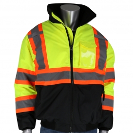 High Visibility Bomber Jacket Two Tone Yellow And Black Reflective Tapes