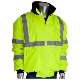 PIP Class 3 Reflective Safety Bomber Jacket with Black Bottom Yellow/Lime 