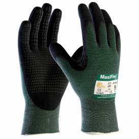 6 Pairs Stretch Knit Cotton Garden Gloves With Rubber Grip - Green Work Gloves