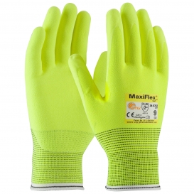 PIP 34-8743FY G-Tek Hi-Vis Seamless Knit Engineered Yarn Gloves - Premium Nitrile Coated MicroFoam Grip