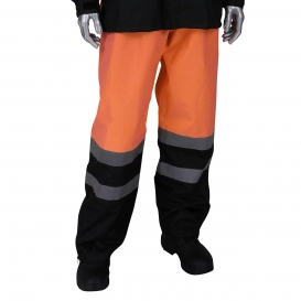 PIP 353-1202 Viz Class E All Purpose Waterproof Pants with Black Bottoms - Hi-Vis Orange