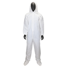 PIP 3709 PosiWear UB Coverall with Elastic Wrist & Ankle, Attached Hood & Boot - White