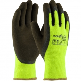 PIP 41-1405 PowerGrab Thermo Hi-Vis Seamless Knit Acrylic Terry Gloves - Latex MicroFinish Grip on Palm & Fingers