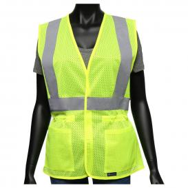 PIP 47207 Viz-Up Type R Class 2 Women\'s Adjustable Contoured Mesh Safety Vest - Yellow/Lime