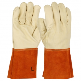 PIP 6000 Ironcat Top Grain Cowhide Leather Mig Tig Welder\'s Gloves w/ Aramid Stitching - Split Leather Gauntlet Cuff