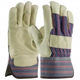 PIP 87-3501 Economy Grade Top Grain Pigskin Leather Palm Gloves with Fabric Back - Safety Cuff