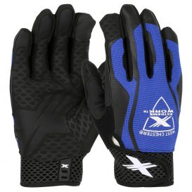 PIP 89302 Extreme Work LocX-On Synthetic Leather Palm Gloves with Touchscreen - Blue