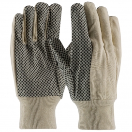 PIP 91-908PD Premium Grade Cotton Canvas Gloves - PVC Dot Grip on Palm, Thumb and Forefinger - 8 oz